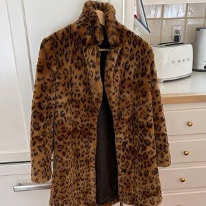 J. McLaughlin Brown Leopard Teddy Jacket